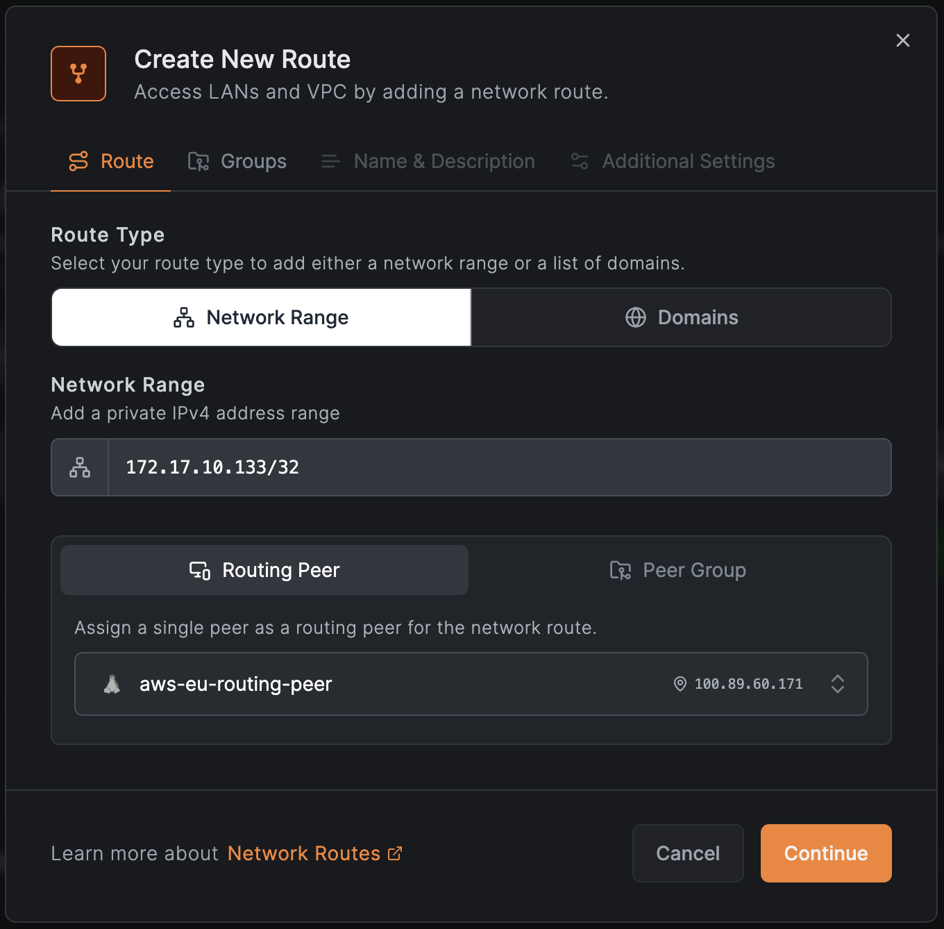 NetBird Network Routes for Individual Resources