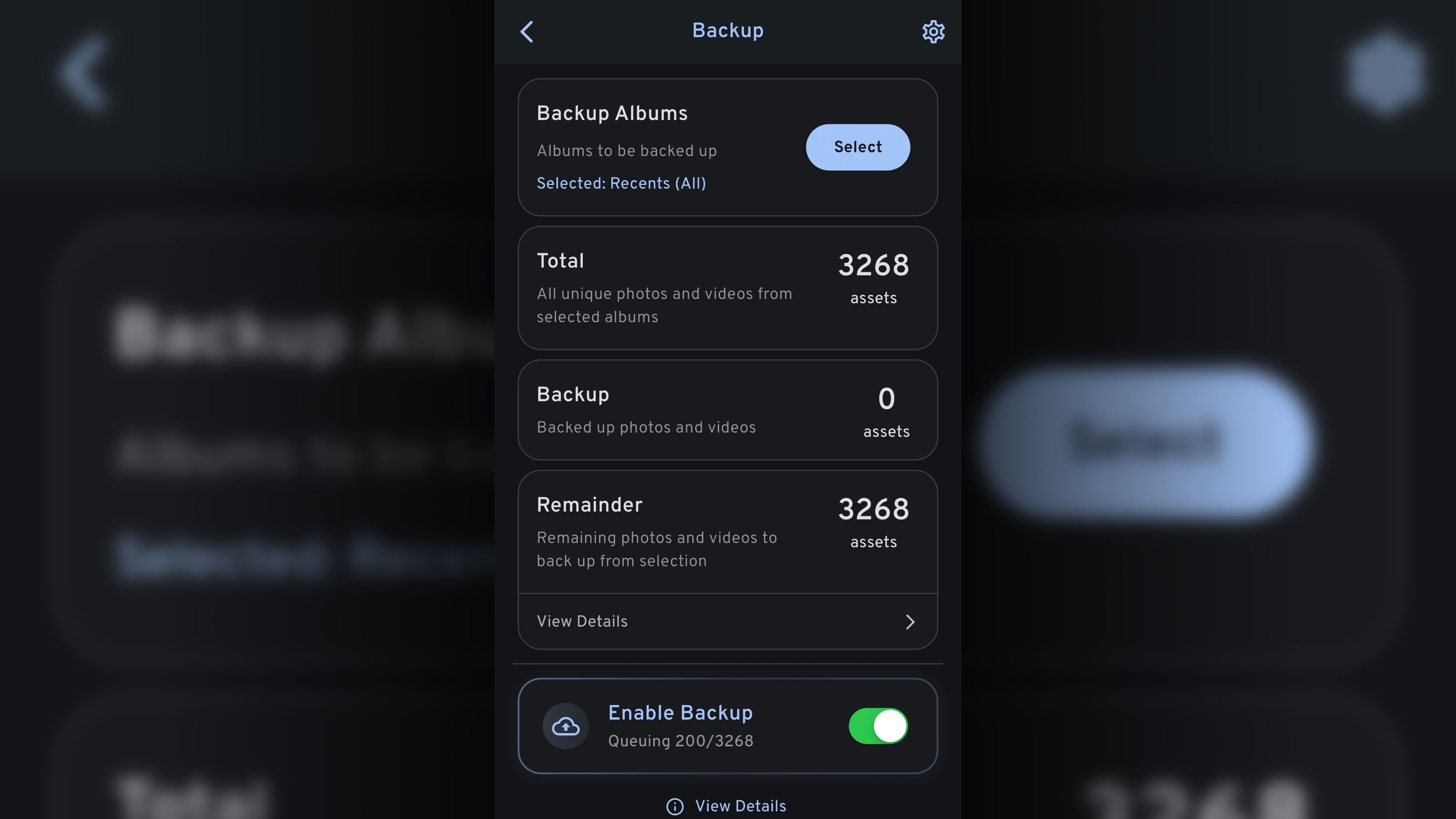 Immich mobile backup