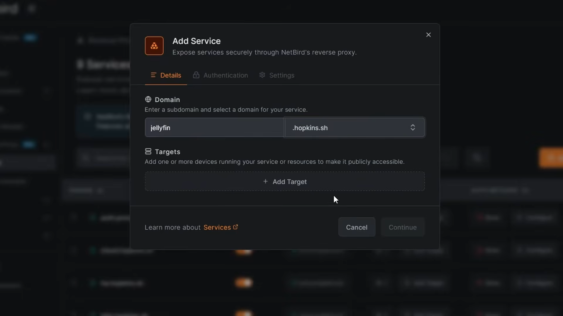 Adding a Jellyfin service in NetBird reverse proxy