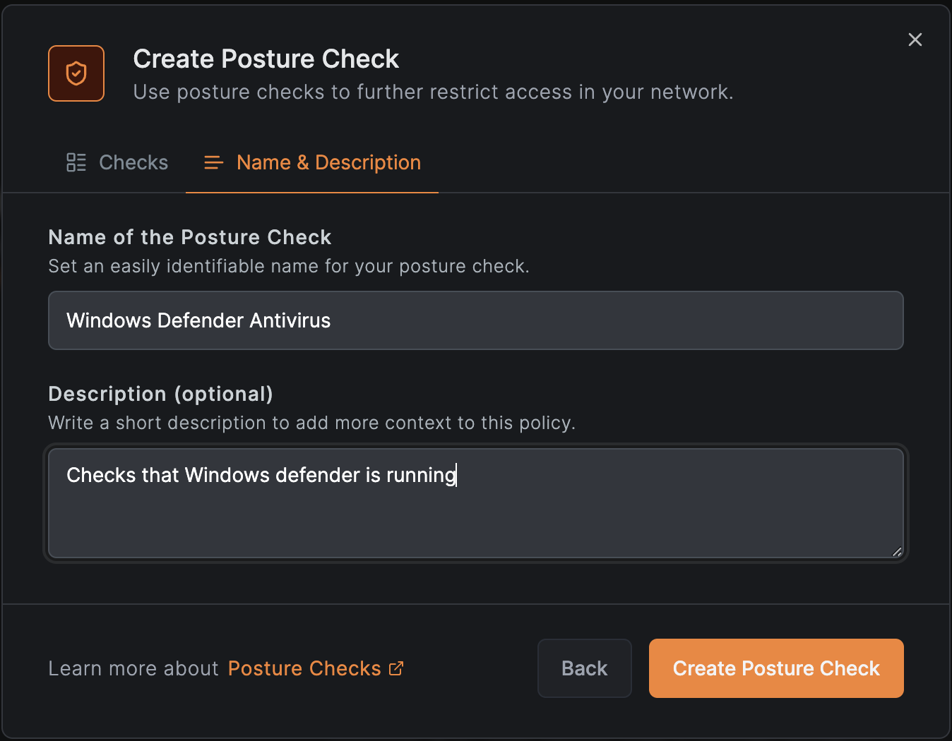 Create Posture Check