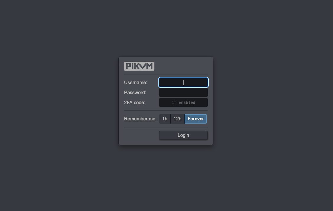 PiKVM Login Page