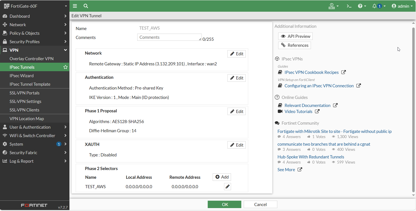 Configuration on the appliance side and a connection with the AWS Windows VM