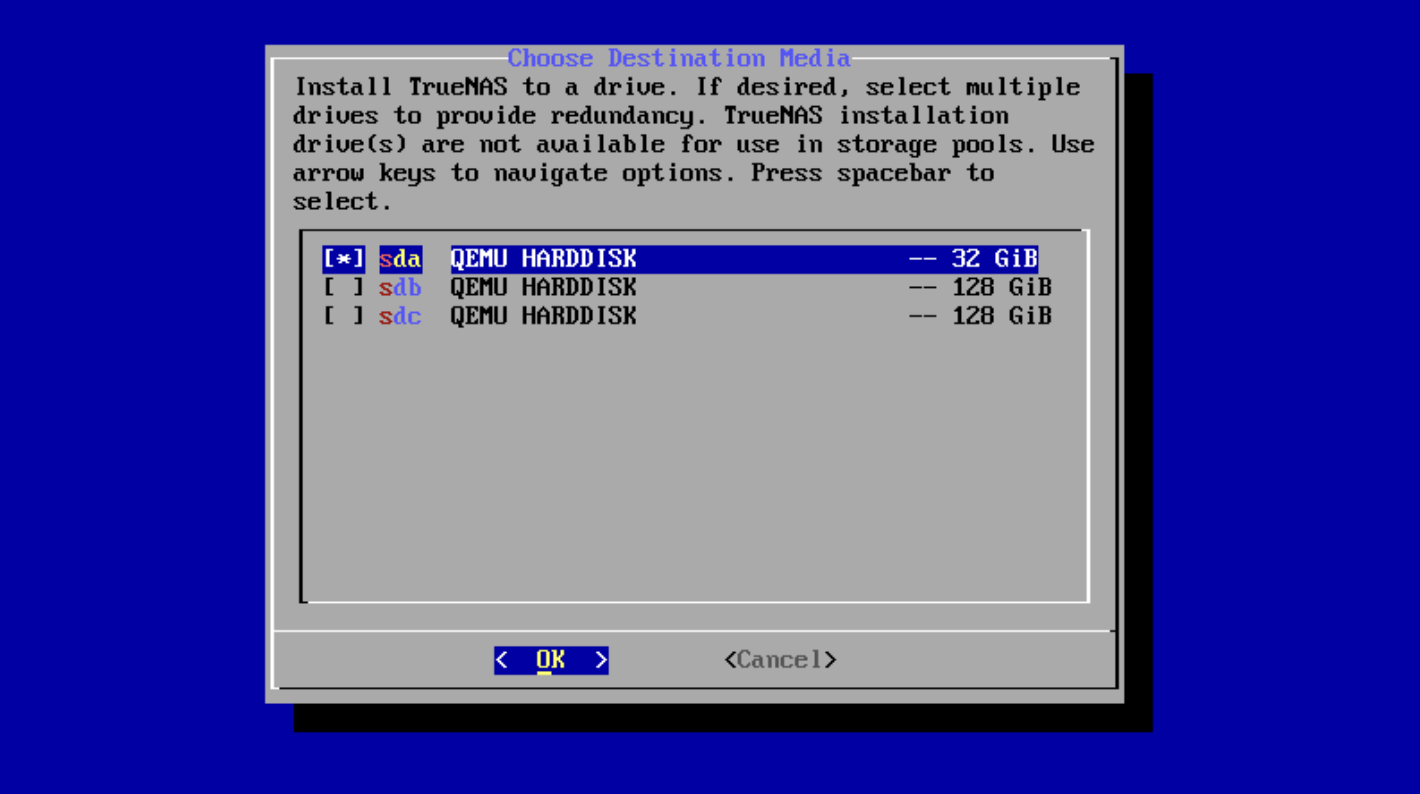 Select the install drive