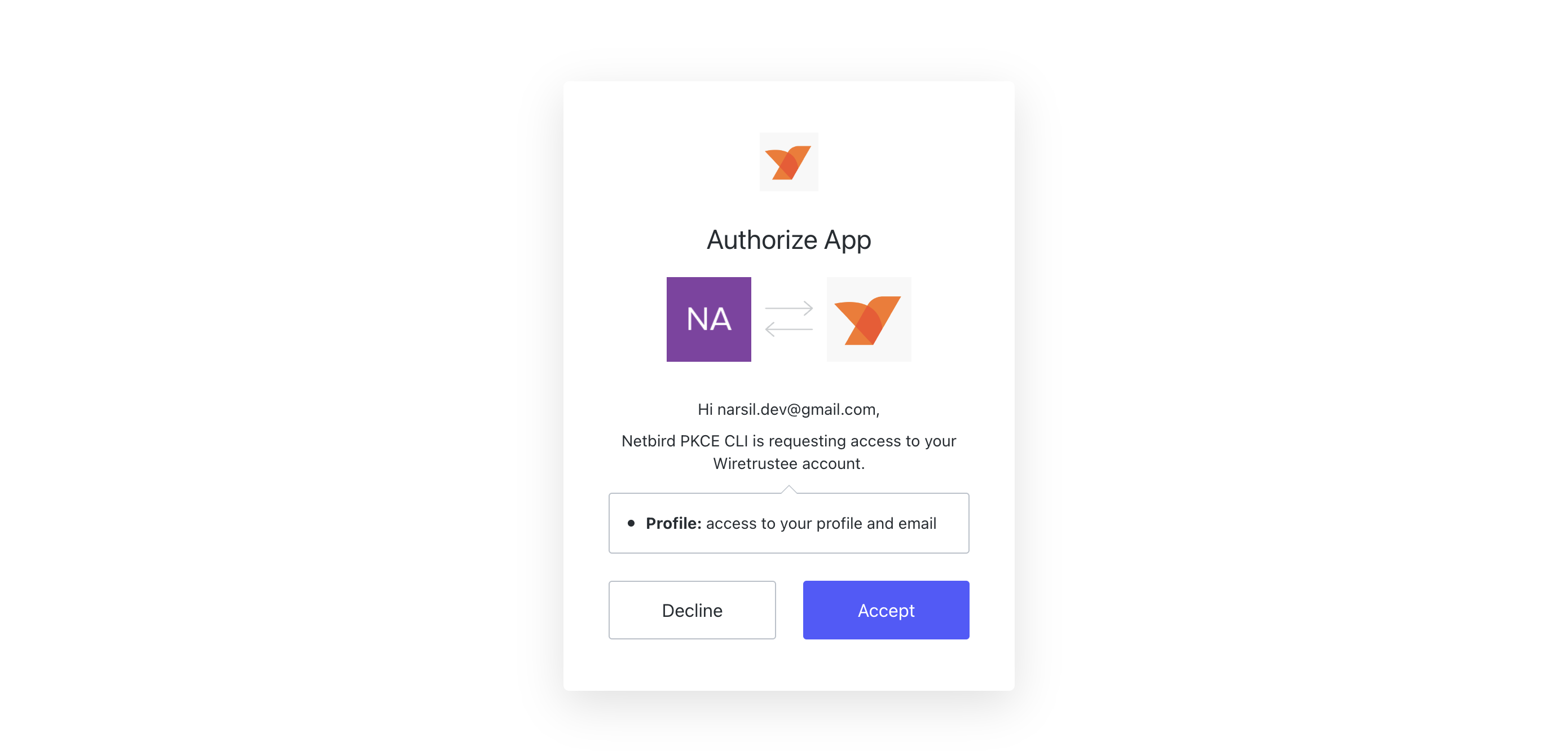 Authorize the NetBird app