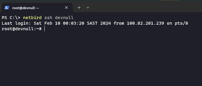 SSH connection successful
