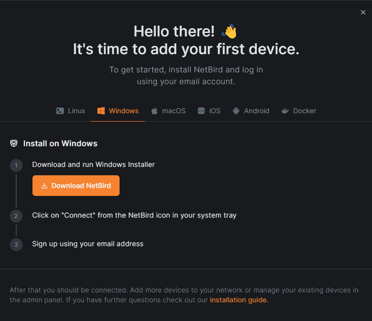 NetBird agent download