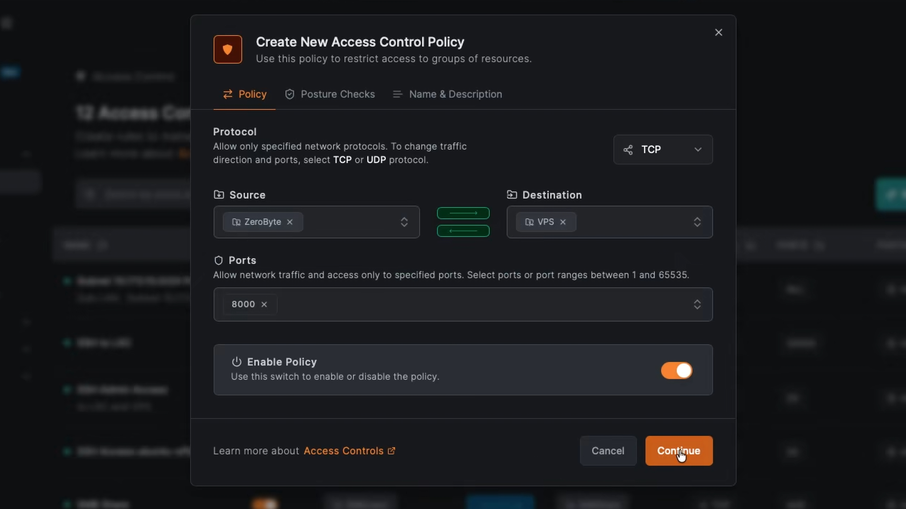 Creating NetBird Policy for ZeroByte