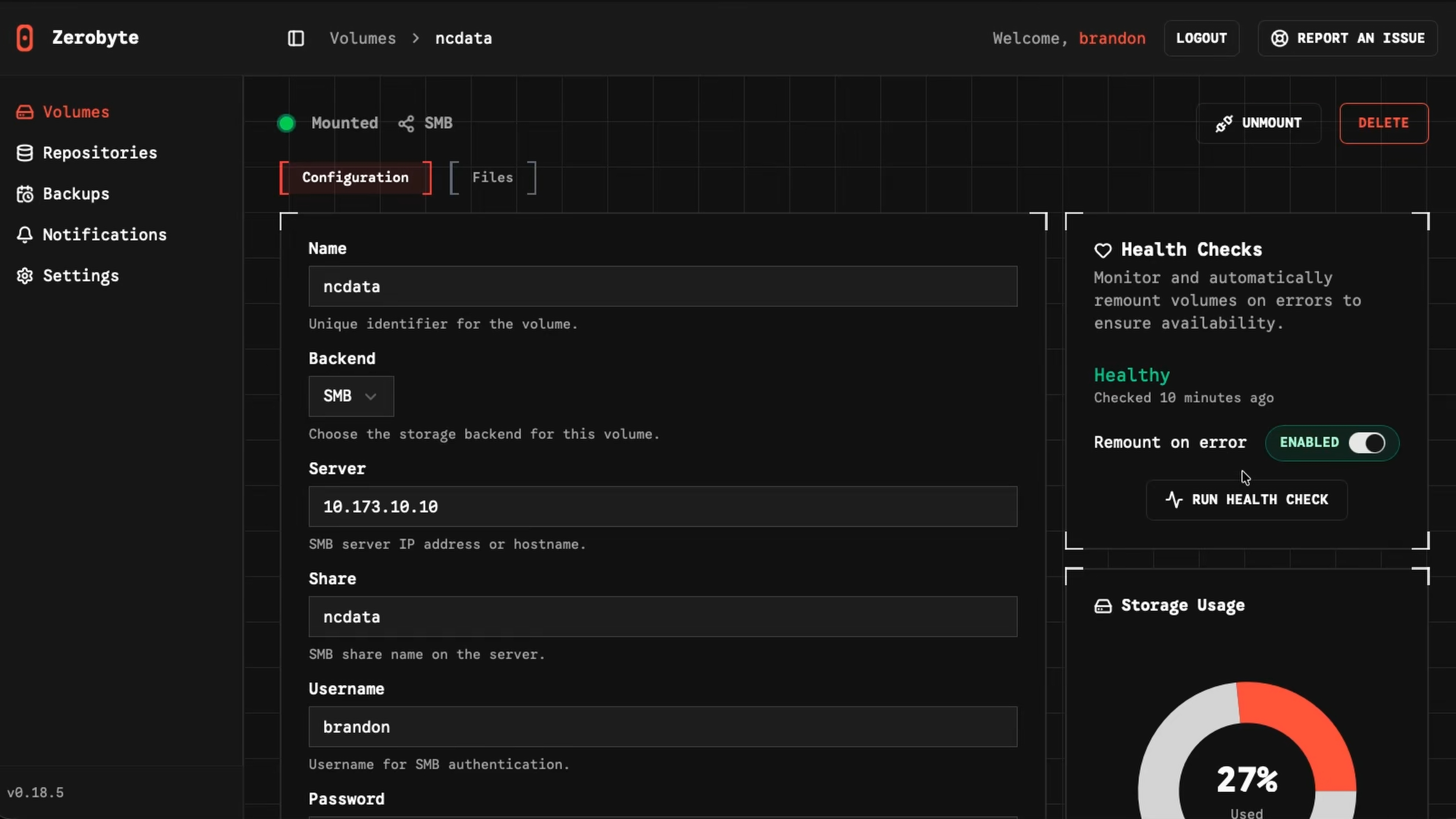 Adding a Volume in ZeroByte
